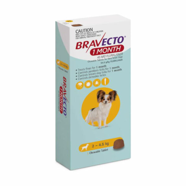 Bravecto 1 Month Yellow Chew for Very Small Dogs - Single 1