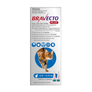 Bravecto Plus Blue Spot-On for Medium Cats - 2 Pack