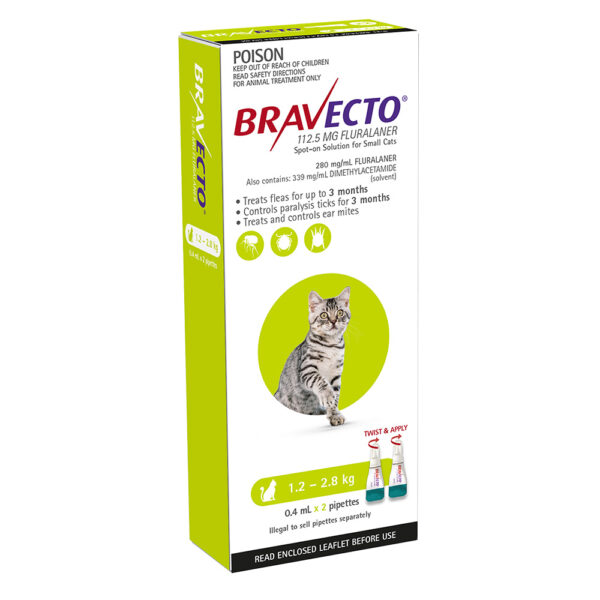 Bravecto Green Spot-on for Small Cats - 2 Pack