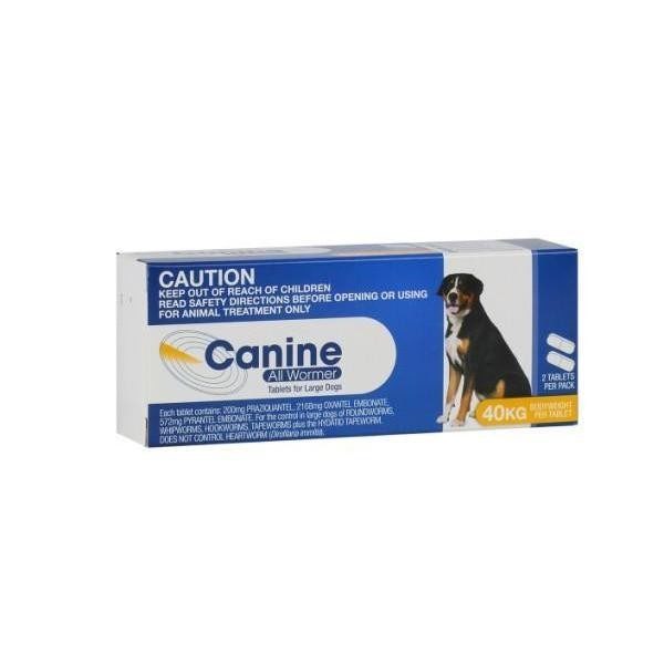 Canine All Wormer 40kg - 2 Tablets