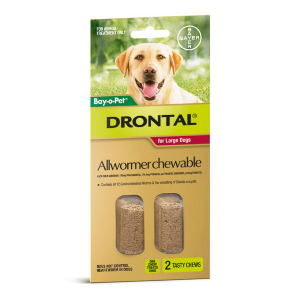 Drontal Allwormer Chews for Large Dogs (10-35kg) - 2 Pack 1