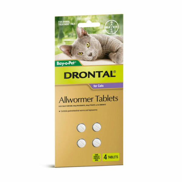 Drontal Allwormer Tablets for Cats (up to 4kg) - 4 Pack