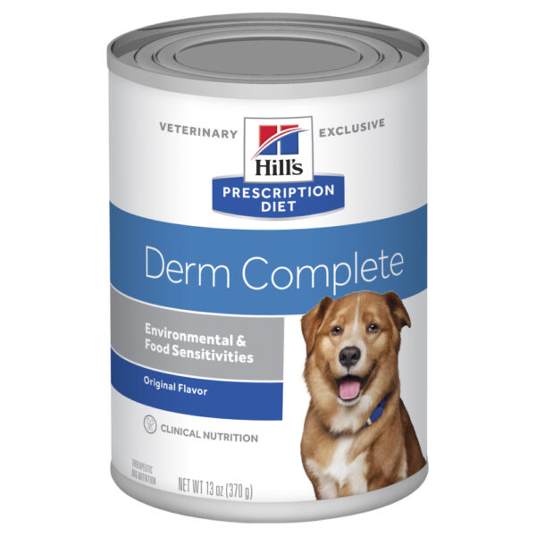 Hills Prescription Diet Canine Derm Complete Environmental & Food Sensitivities 12 x 370g Cans 1