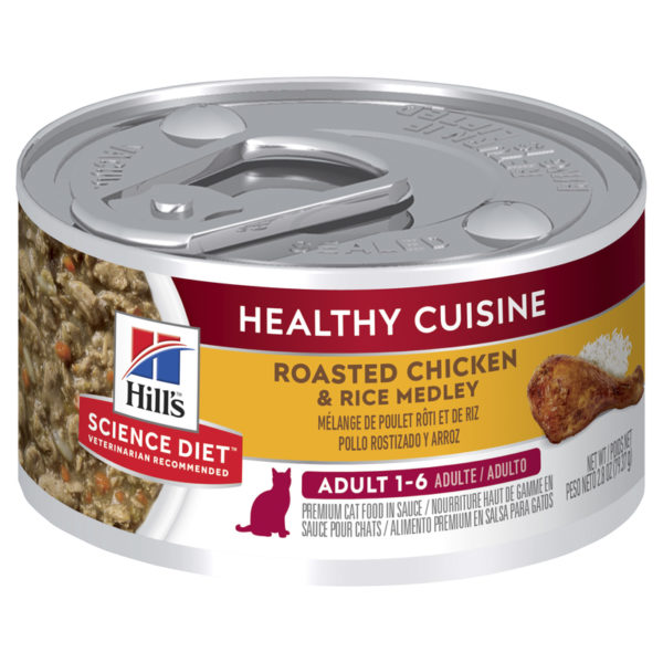 Hills Science Diet Adult Cat Healthy Cuisine Roasted Chicken & Rice Medley 79g x 24 Cans 1