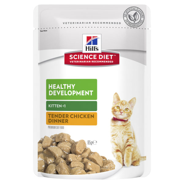 Hills Science Diet Kitten Healthy Development Tender Chicken Dinner 85g x 12 Pouches 1
