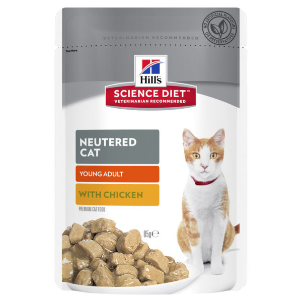 Hills Science Diet Young Adult Neutered Cat with Chicken 85g x 12 Pouches 1