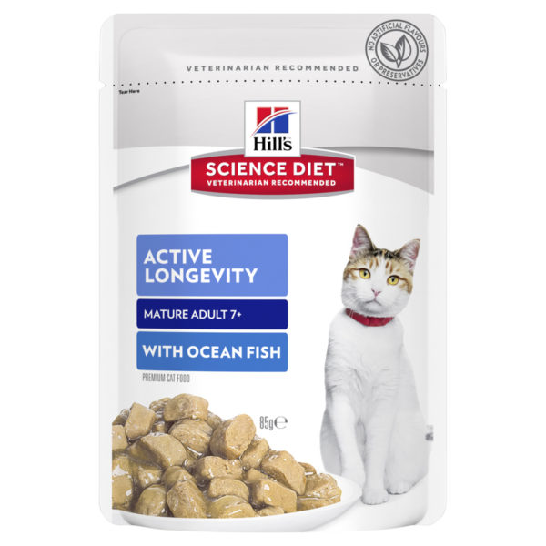 Hills Science Diet Adult Cat 7+ Active Longevity with Ocean Fish 85g x 12 Pouches 1
