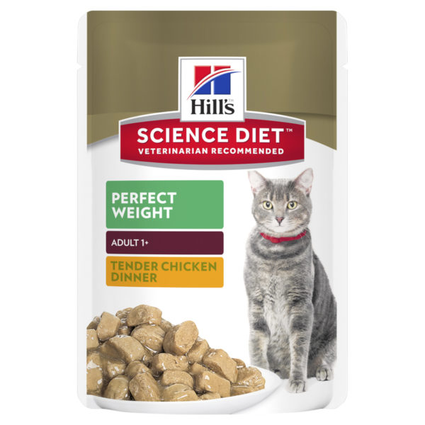 Hills Science Diet Adult Cat Perfect Weight Tender Chicken Dinner 85g x 12 Pouches 1