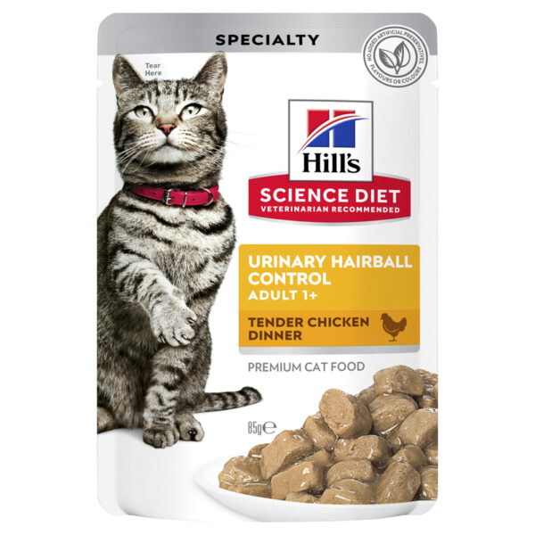 Hills Science Diet Adult Cat Urinary Hairball Control Chicken 85g x 12 Pouches 1