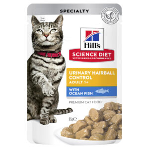 Hills Science Diet Adult Cat Urinary Hairball Control with Ocean Fish 85g x 12 Pouches