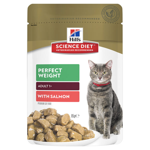 Hills Science Diet Adult Cat Perfect Weight with Salmon 85g x 12 Pouches