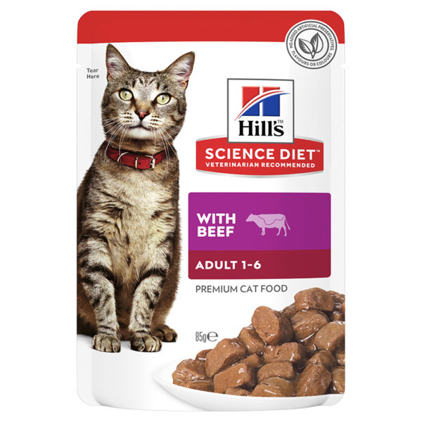 Hills Science Diet Adult Cat with Beef 85g x 12 Pouches