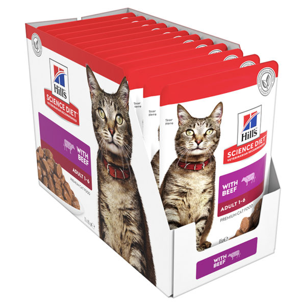 Hills Science Diet Adult Cat with Beef 85g x 12 Pouches 2