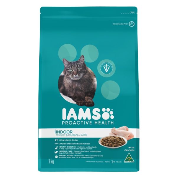 IAMS Adult Cat Indoor Weight and Hairball Care Chicken 3kg 1