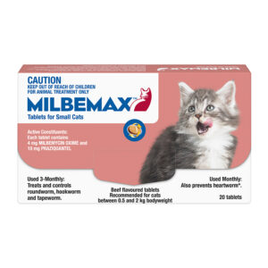 Milbemax Allwormer Tablets for Cats (0.5-2kg) - 20 Pack