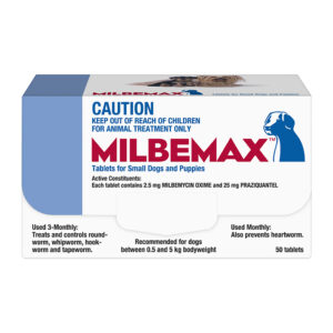 Milbemax Allwormer Tablets for Small Dogs & Puppies (0.5-5kg) - 50 Pack