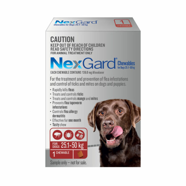 NexGard Red Chew for Extra Large Dogs (25.1-50kg) - Single 1