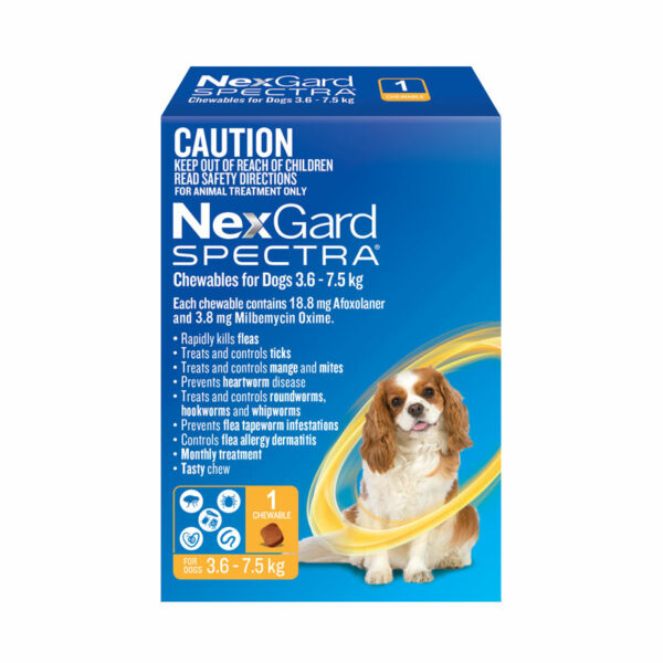 NexGard Spectra Yellow Chew for Small Dogs (3.6-7.5kg) - Single 1
