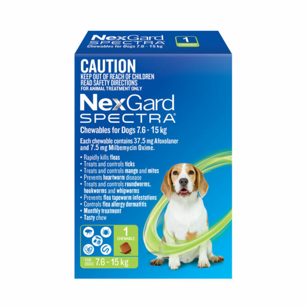 NexGard Spectra Green Chew for Medium Dogs (7.6-15kg) - Single 1