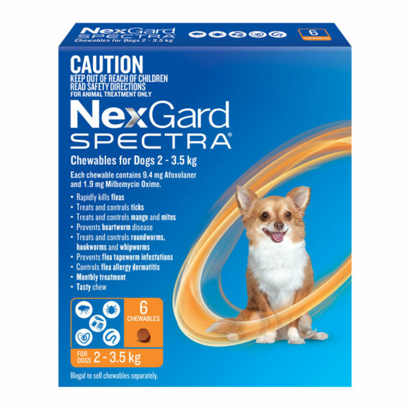 NexGard Spectra Orange Chews for Very Small Dogs (2-3.5kg) - 6 Pack 1