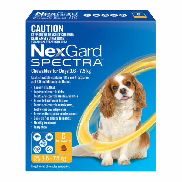NexGard Spectra Yellow for Small Dogs (3.6-7.5kg) - 6 Pack