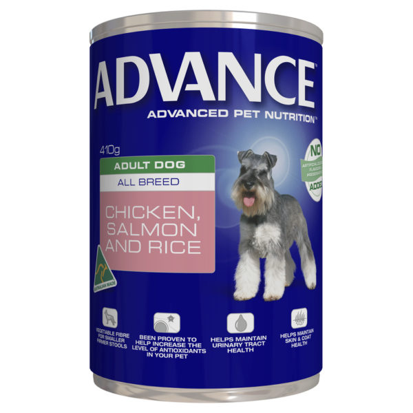 Advance Adult Dog All Breed Chicken Salmon & Rice 410g x 12 Cans 1