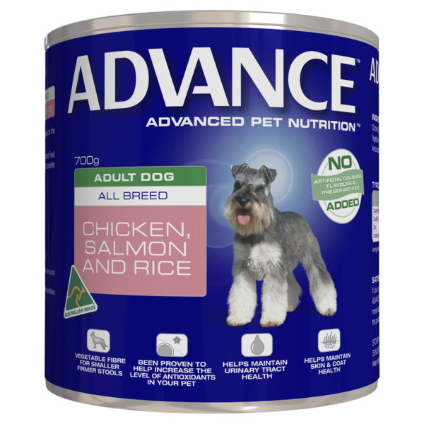 Advance Adult Dog All Breed Chicken Salmon & Rice 700g x 12 Cans 1