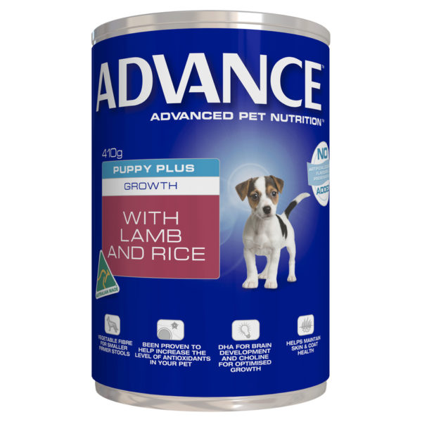 Advance Puppy Plus Growth Lamb & Rice 410g x 12 Cans 1