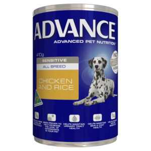 Advance Adult Dog Sensitive All Breed Chicken & Rice 410g x 12 Cans