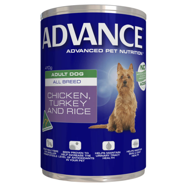 Advance Adult Dog Chicken Turkey & Rice 410g x 12 Cans