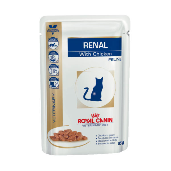 Royal Canin Vet Diet Feline Renal with Chicken 85g x 12 Pouches 1
