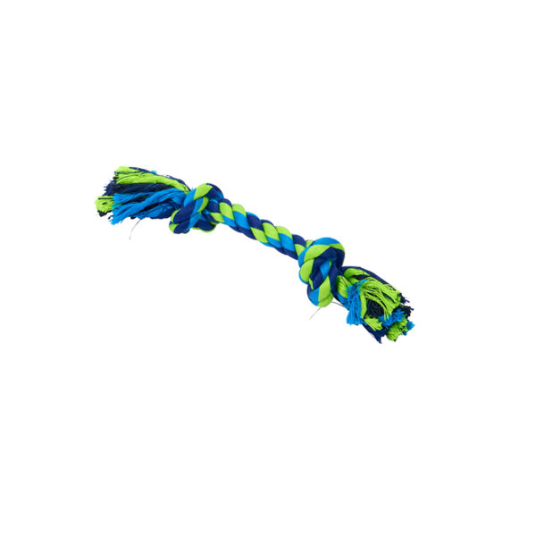 BUSTER Colour Dental Rope Dog Toy 2-Knot Blue/Lime X-Small 1