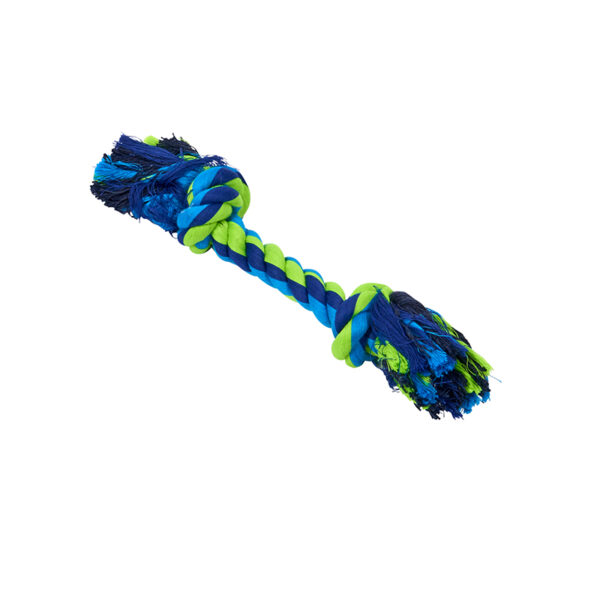 Buster Colour Dental Rope Dog Toy 2-Knot Blue/Lime Small