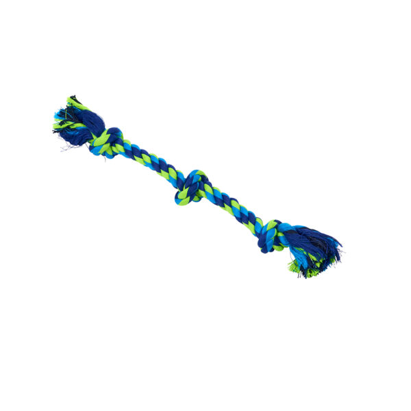 Buster Colour Dental Rope Dog Toy 3-Knot Blue/Lime X-Small