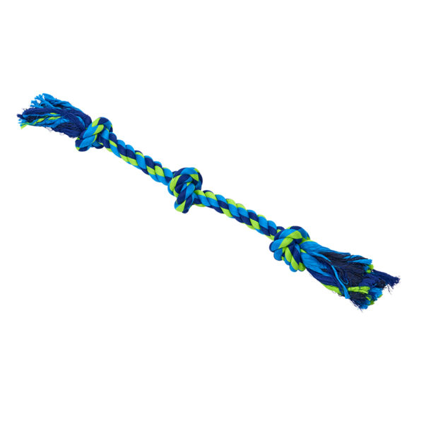 Buster Colour Dental Rope Dog Toy 3-Knot Blue/Lime Medium 1