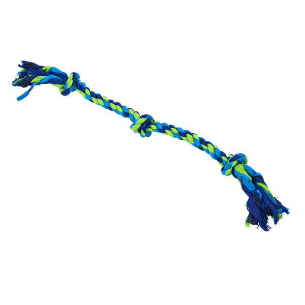 Buster Colour Dental Rope Dog Toy 3-Knot Blue/Lime Large 1