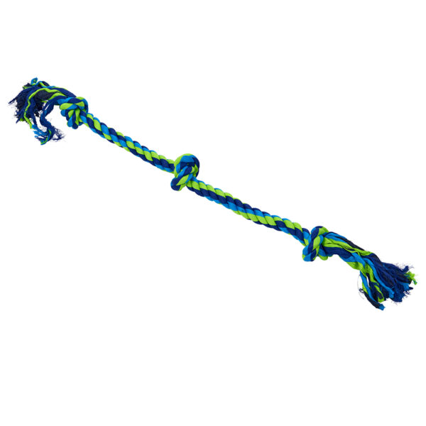 Buster Colour Dental Rope Dog Toy 3-Knot Blue/Lime X-Large 1