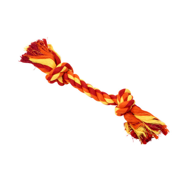 BUSTER Colour Dental Rope Dog Toy 2-Knot Red/Orange/Yellow Small 1