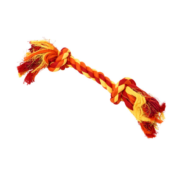 BUSTER Colour Dental Rope Dog Toy 2-Knot Red/Orange/Yellow Medium 1