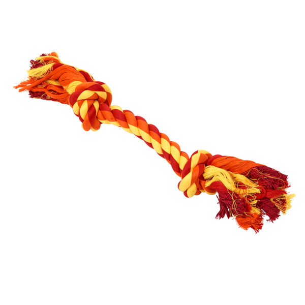 BUSTER Colour Dental Rope Dog Toy 2-Knot Red/Orange/Yellow X-Large 1