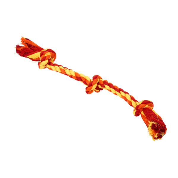 BUSTER Colour Dental Rope Dog Toy 3-Knot Red/Orange/Yellow Small 1