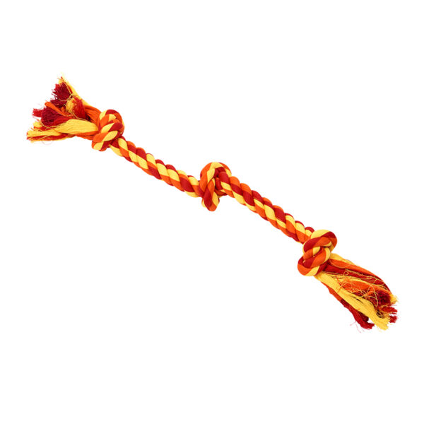 BUSTER Colour Dental Rope Dog Toy 3-Knot Red/Orange/Yellow Medium 1