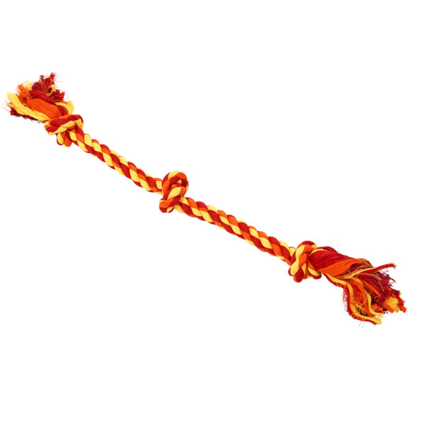BUSTER Colour Dental Rope Dog Toy 3-Knot Red/Orange/Yellow Large 1