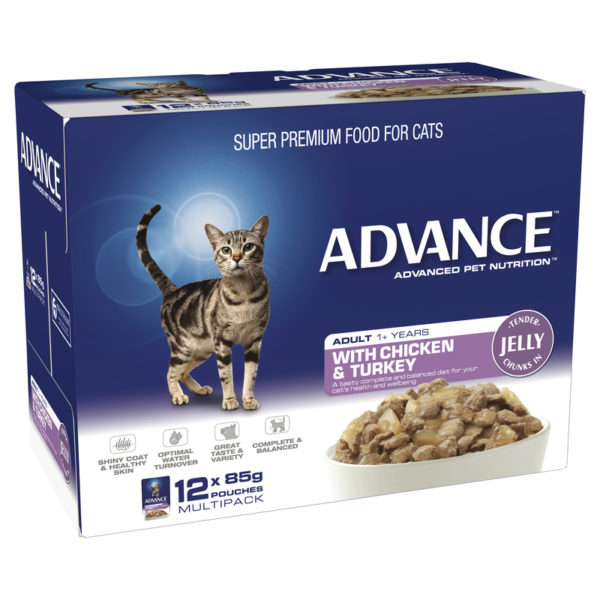 Advance Adult Cat with Chicken & Turkey in Jelly 85g x 12 Pouches 1