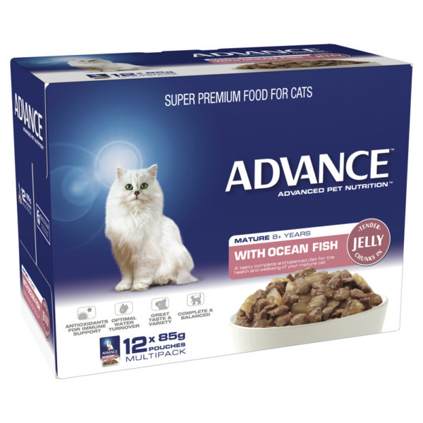 Advance Mature Cat 8+ with Ocean Fish in Jelly 85g x 12 Pouches 1